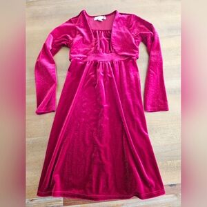Girls Elegant Red Velvet Dress